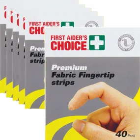 6 Pack First Aiders Choice Premium Fingertip Fabric Strips Bands Finger Tips Box 40