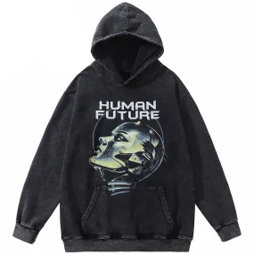 Dark Human Future Robot Graphic Hoodie