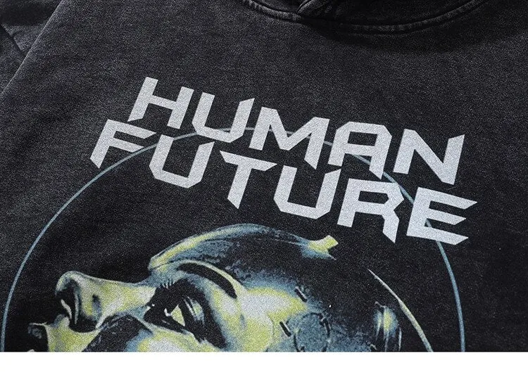 Dark Human Future Robot Graphic Hoodie