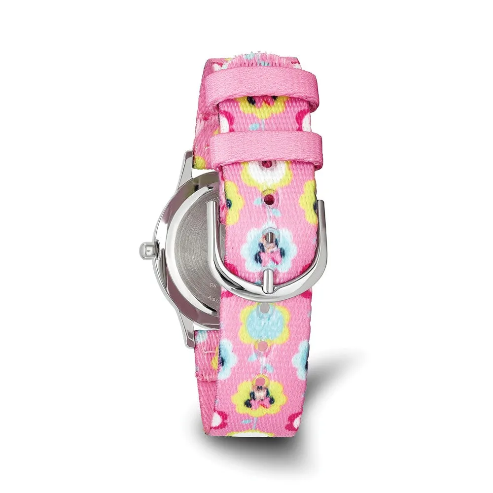 Disney Girls Minnie Mouse Printed Fabric Band Time Teacher Watch