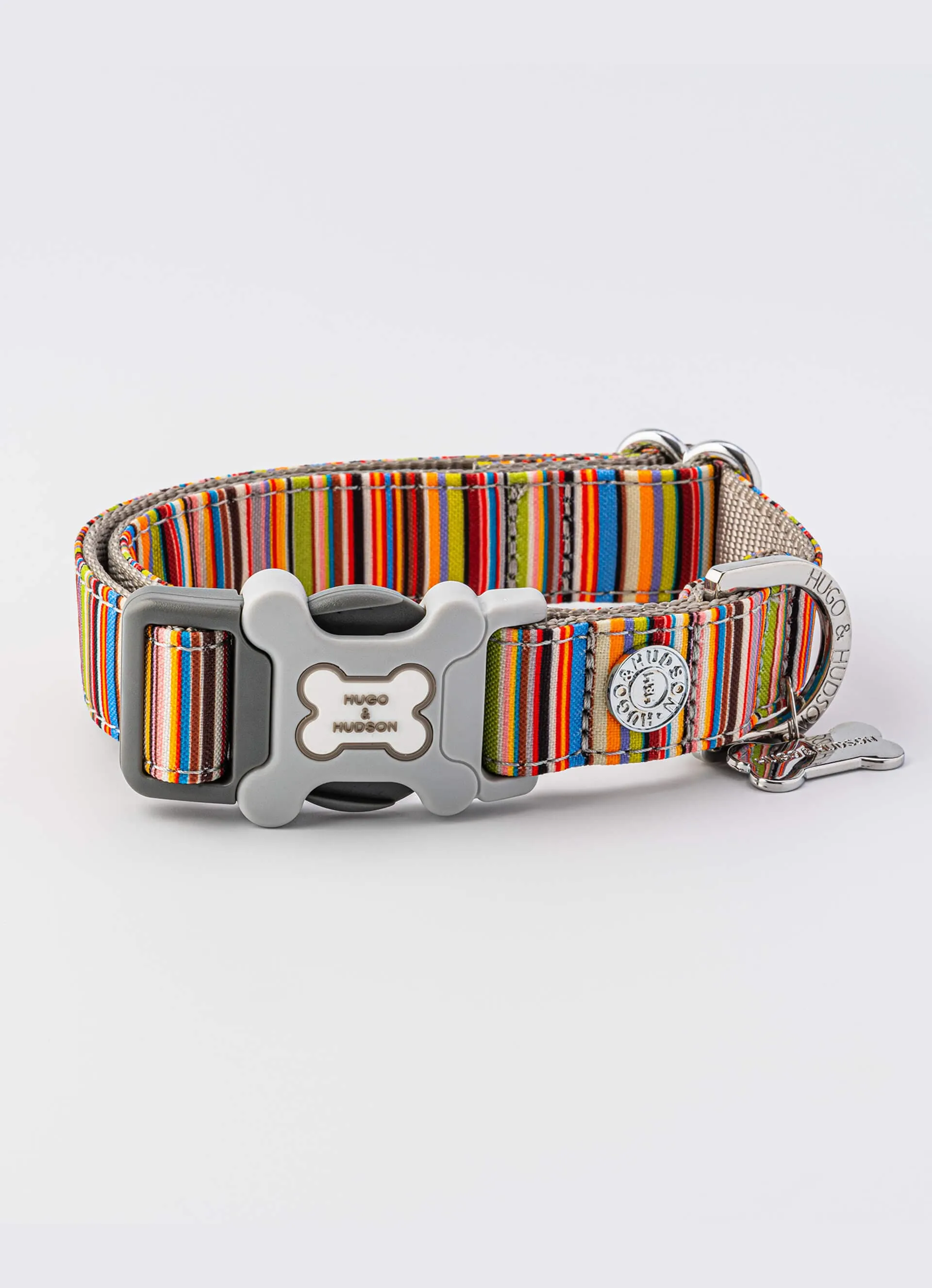 Fabric Dog Collar - Striped Multi-color