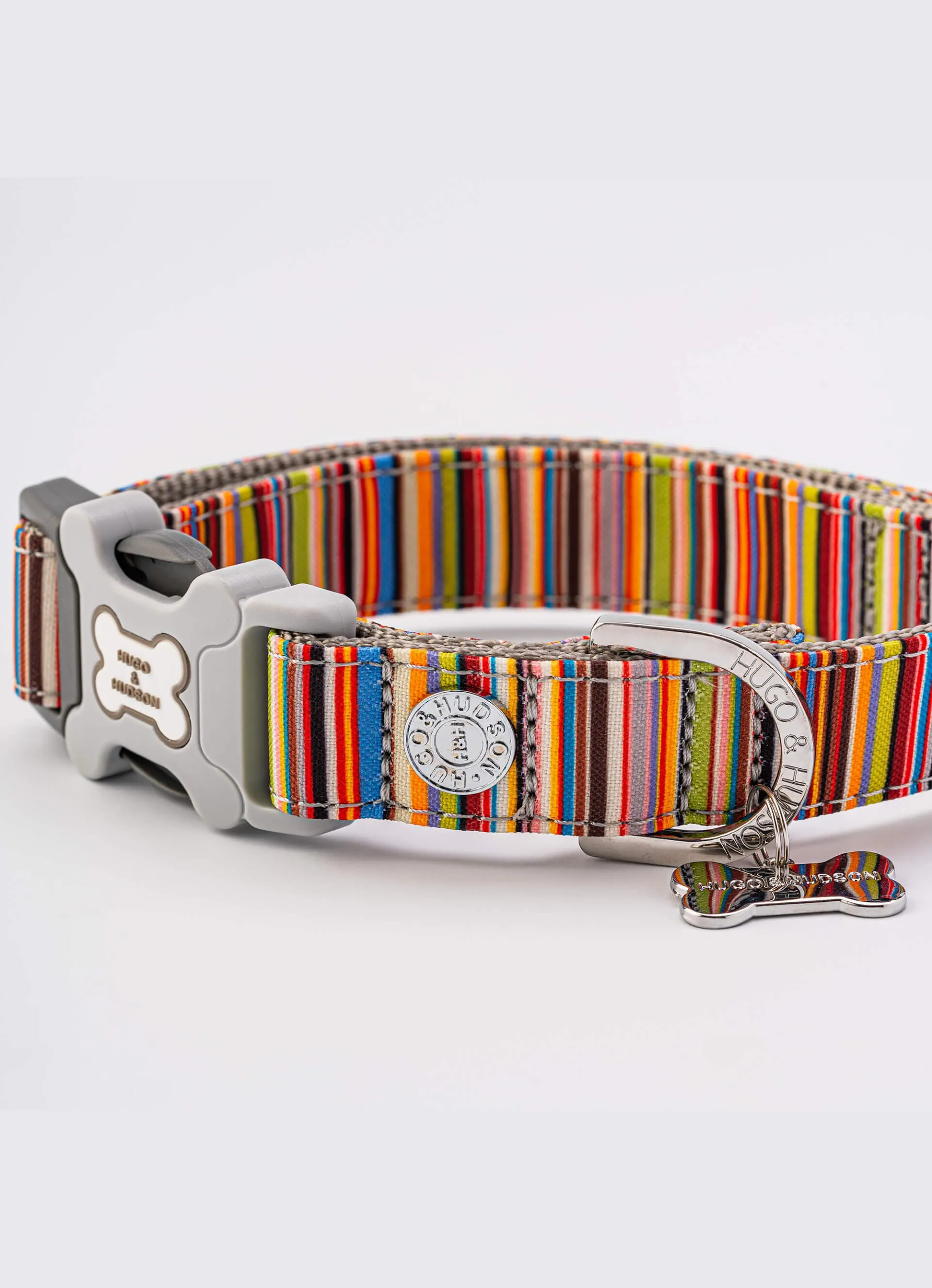 Fabric Dog Collar - Striped Multi-color