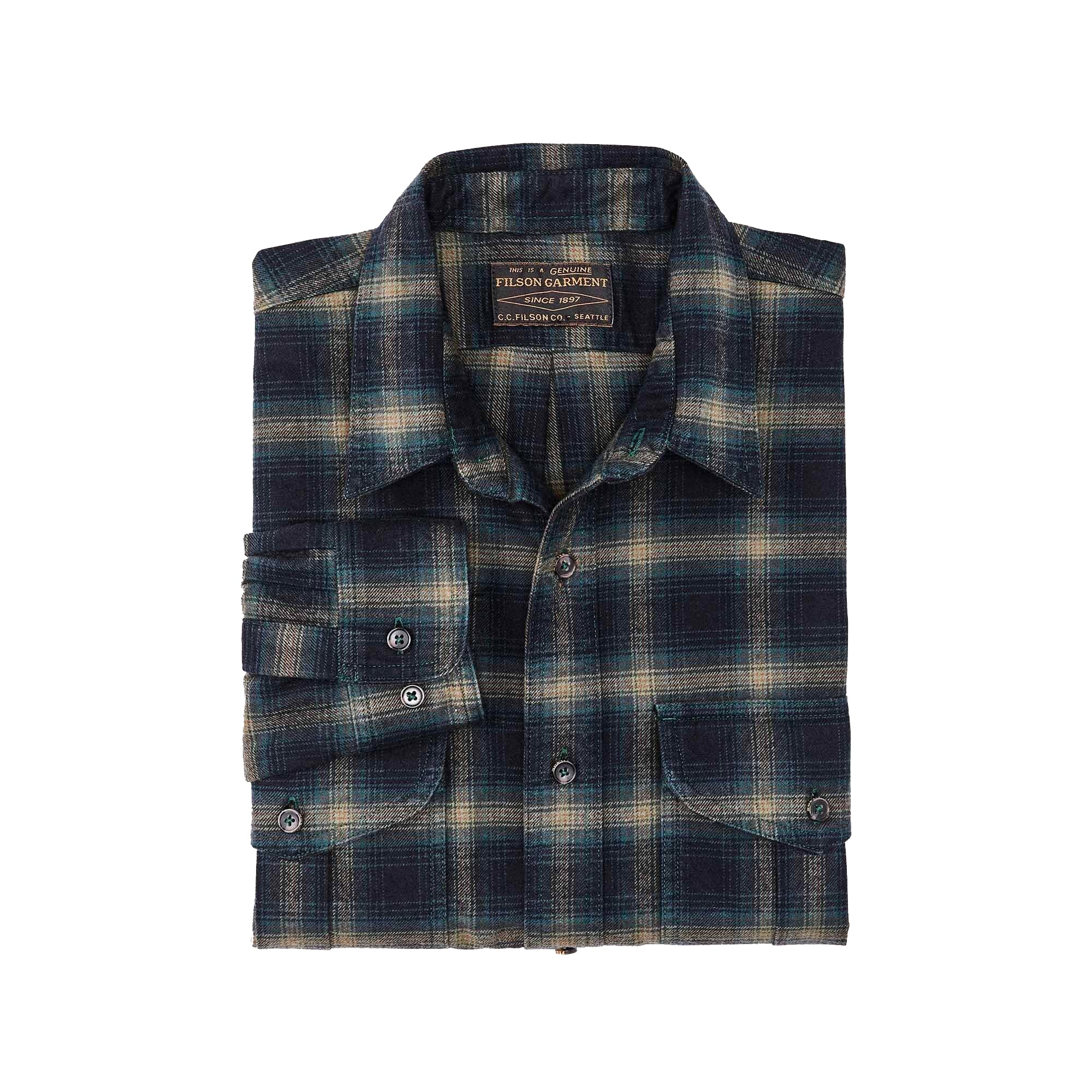 Filson Alaskan Guide Shirt - Navy / Pine / Bronze Plaid