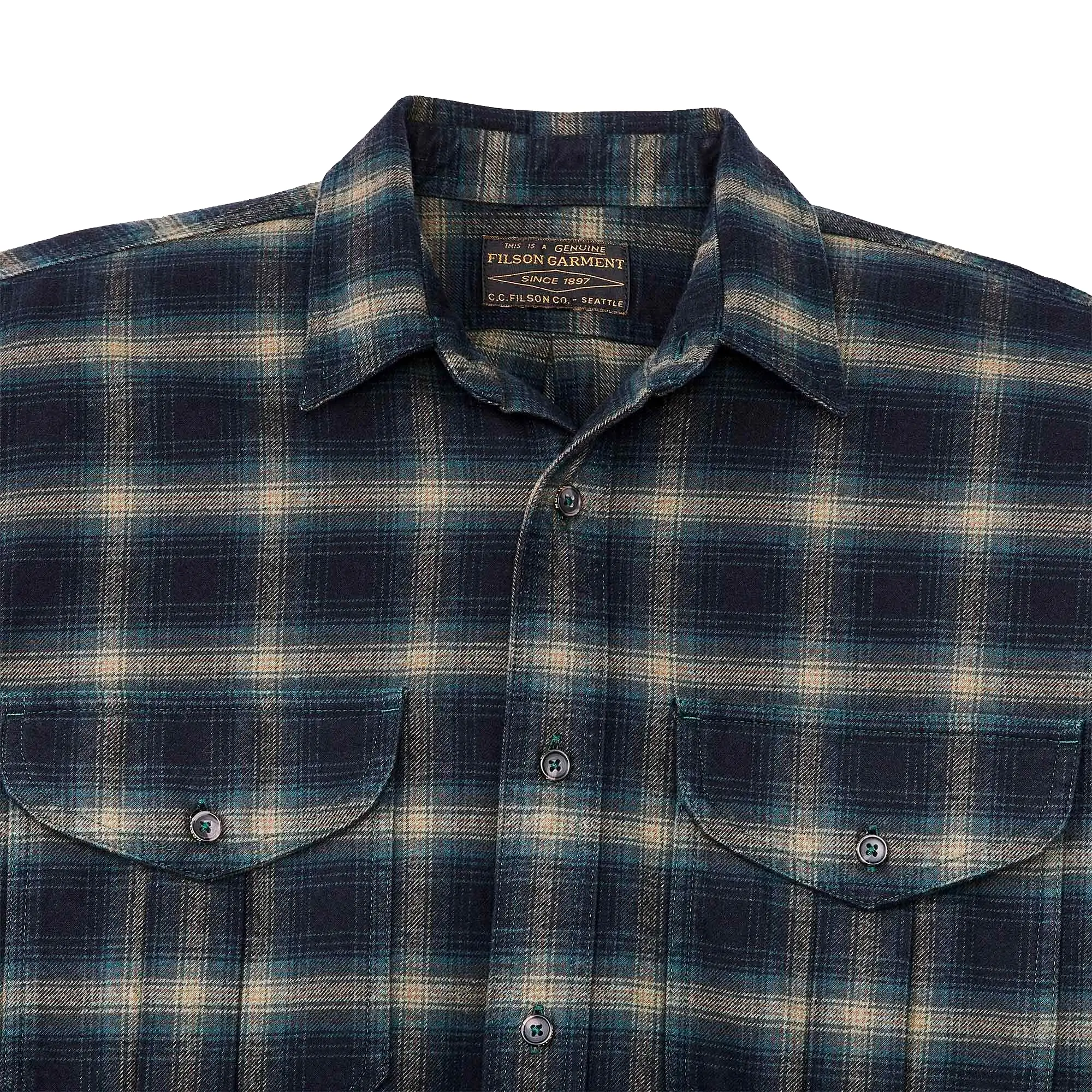 Filson Alaskan Guide Shirt - Navy / Pine / Bronze Plaid