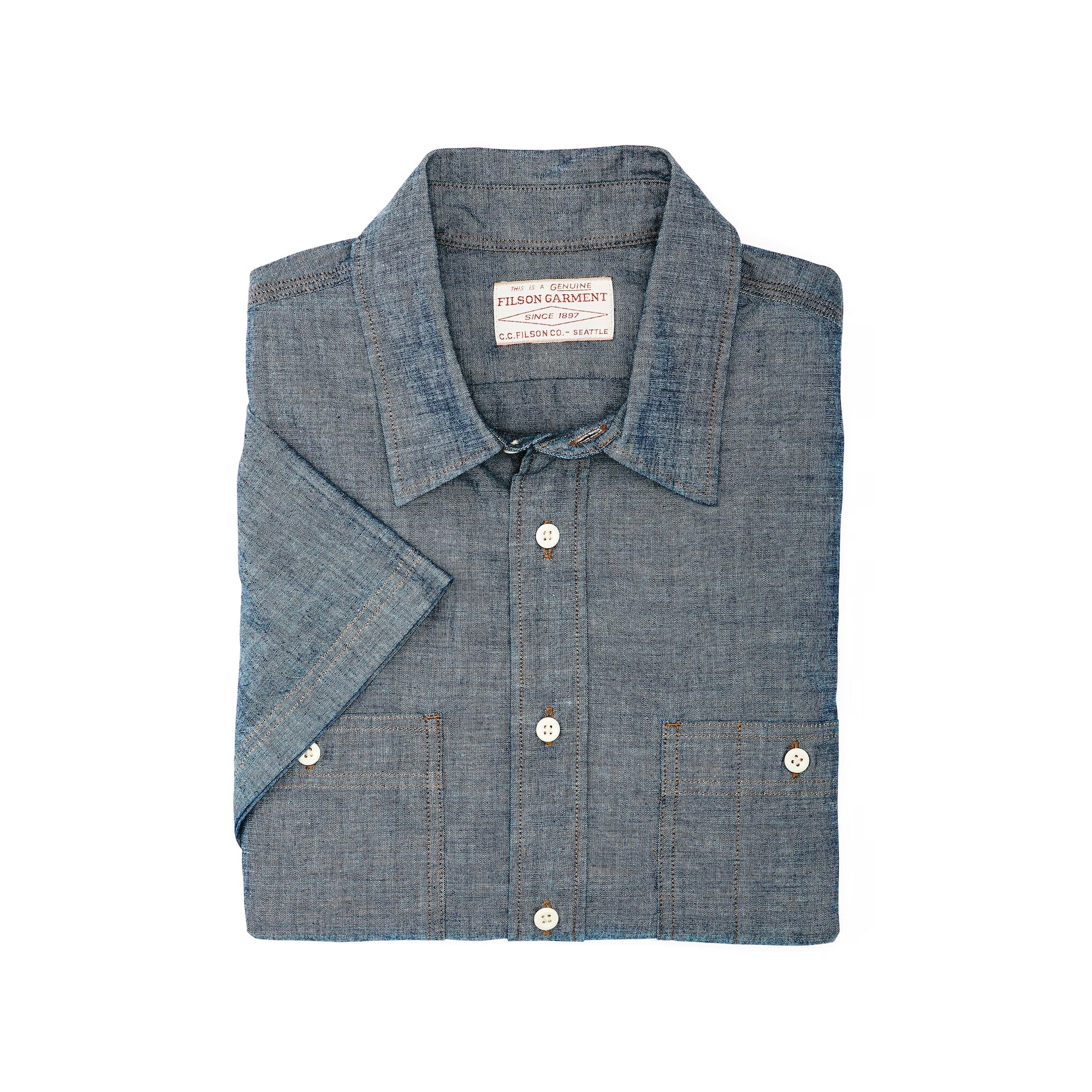 Filson Short Sleeve Chambray Shirt - Indigo Chambray