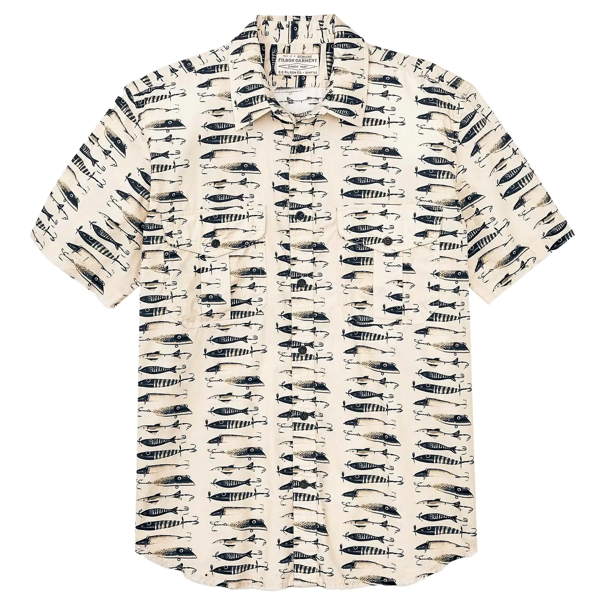 Filson Short Sleeve Washed Feather Cloth Shirt - Lures Natural