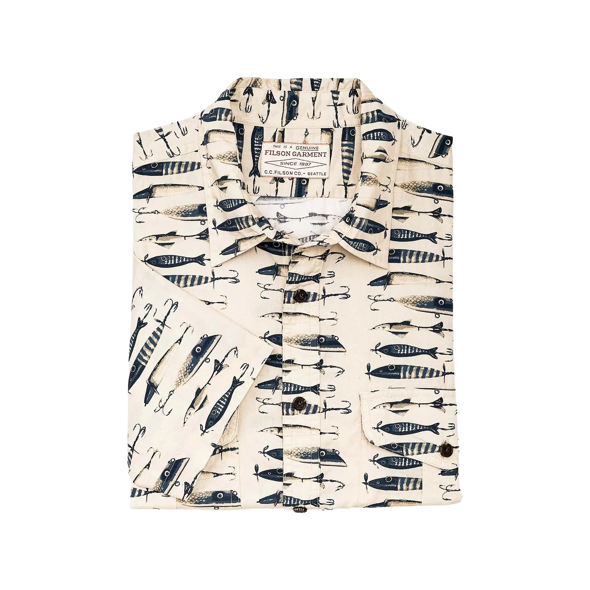 Filson Short Sleeve Washed Feather Cloth Shirt - Lures Natural