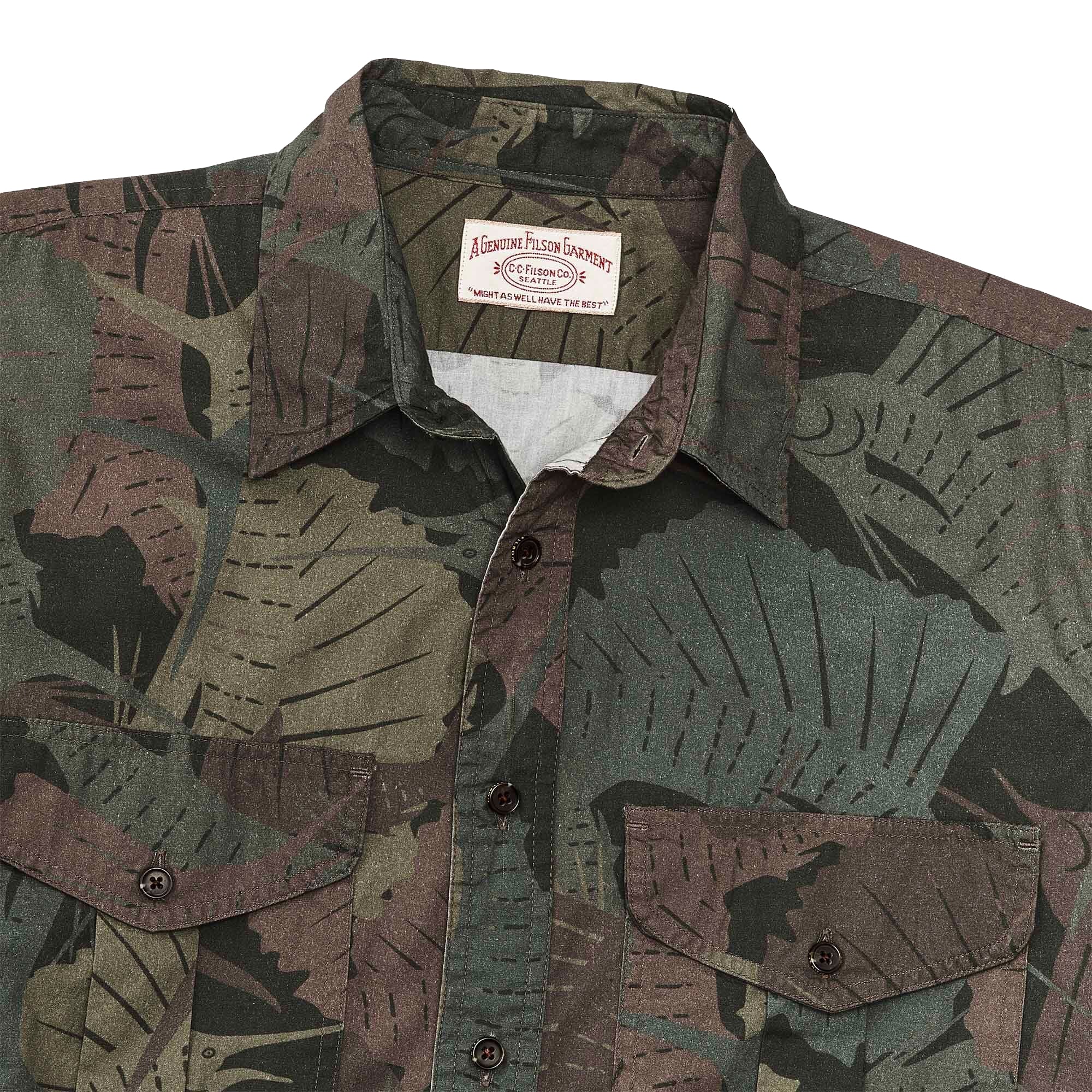 Filson Short Sleeve Washed Feather Cloth Shirt - Sailfish / Dark Olive