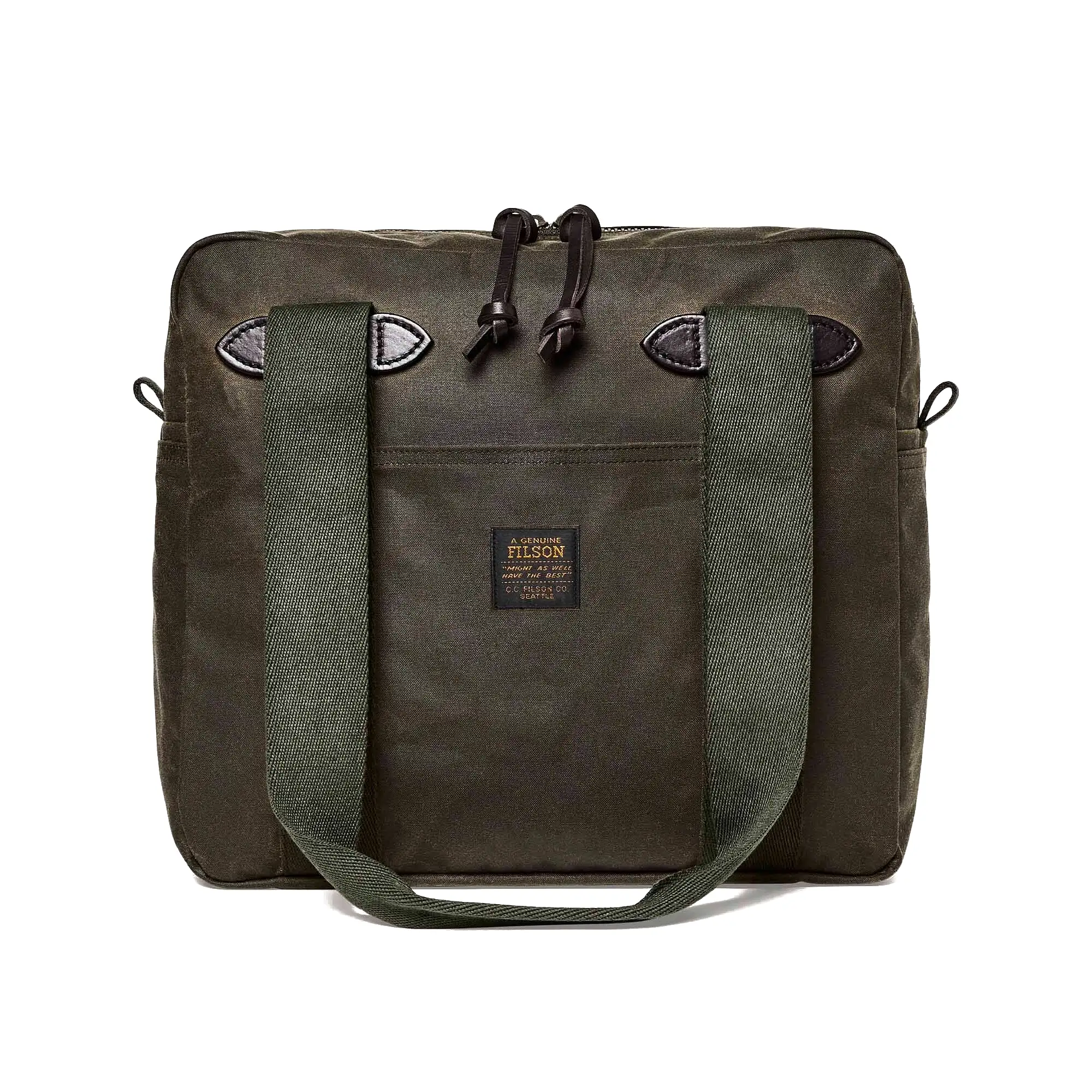 Filson Tin Cloth Tote Bag with Zipper - Otter Green