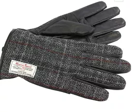 Harris tweed gloves - grey fabric