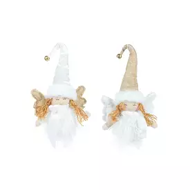 Holly and Ivy Hanging Fabric Angels White/Gold