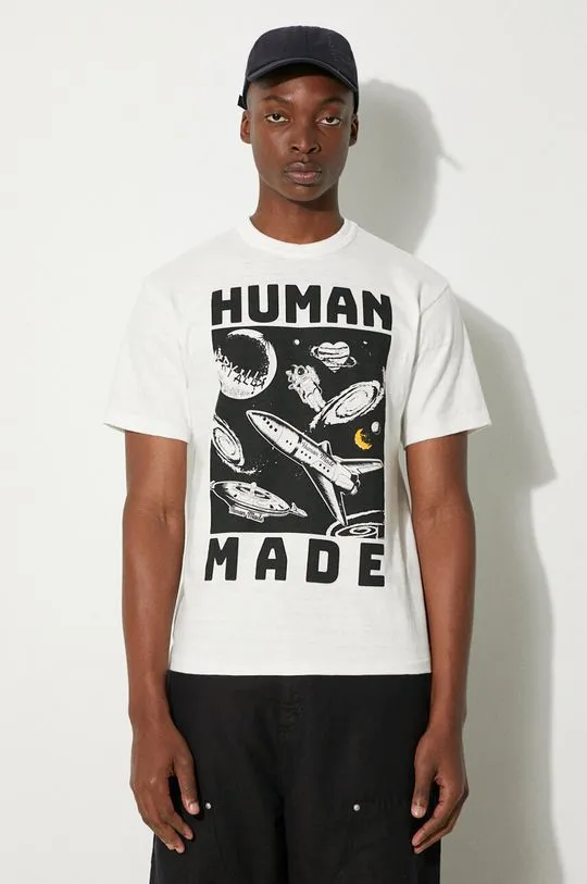 Human Made cotton t-shirt Graphic men’s white color with a print HM27TE014