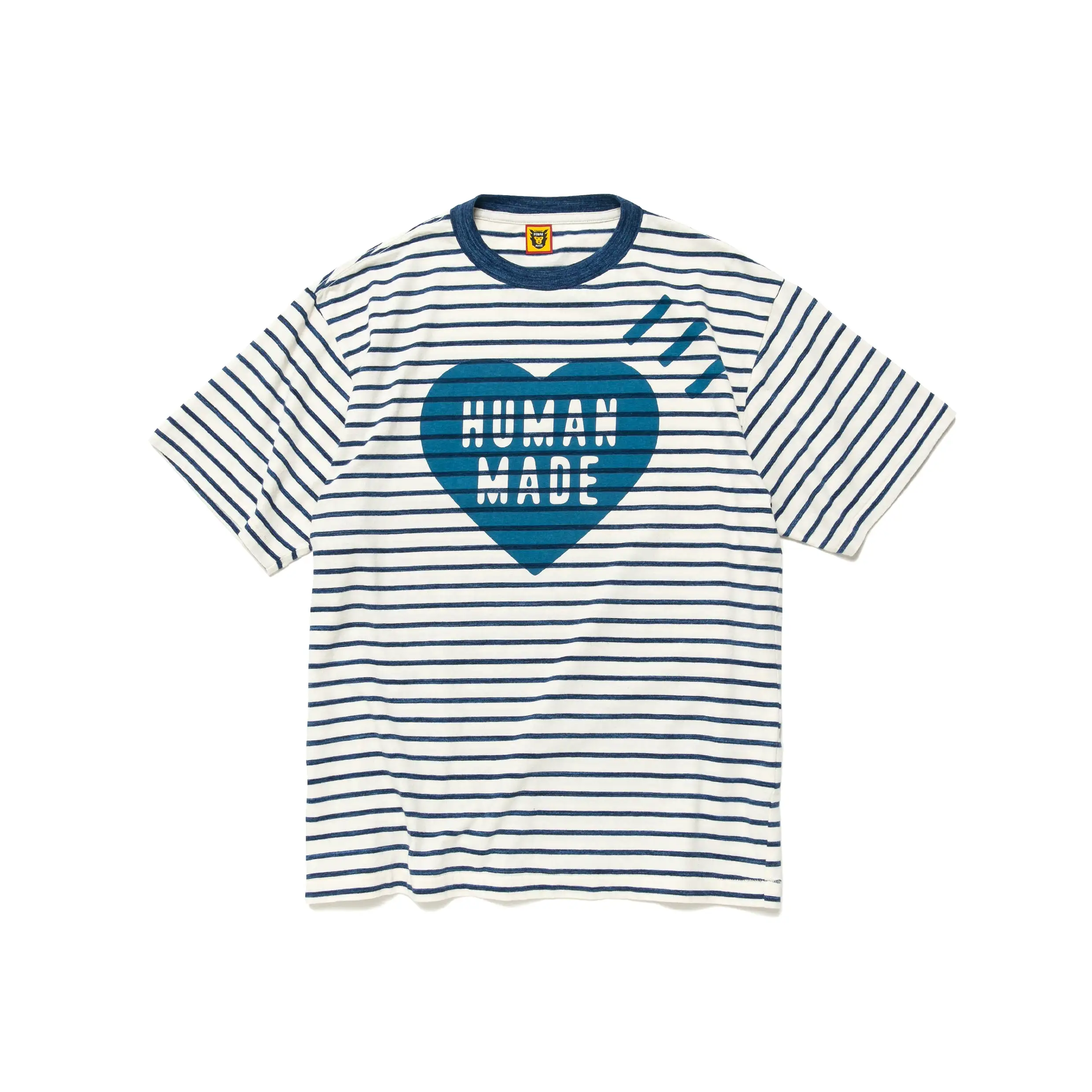 HUMAN MADE STRIPED HEART T-SHIRT - NAVY