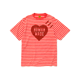 HUMAN MADE STRIPED HEART T-SHIRT - PINK