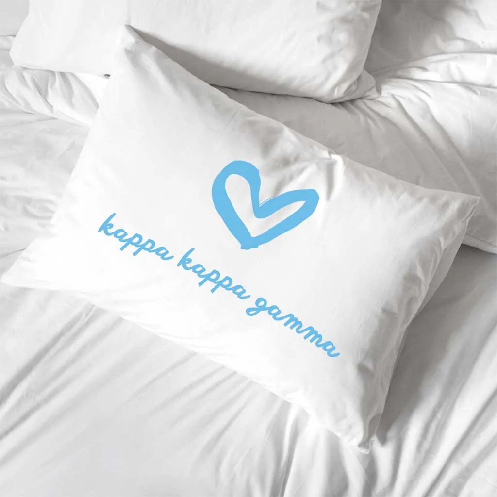 Kappa Kappa Gamma Sorority Name with Heart Design on Printed Pillowcase