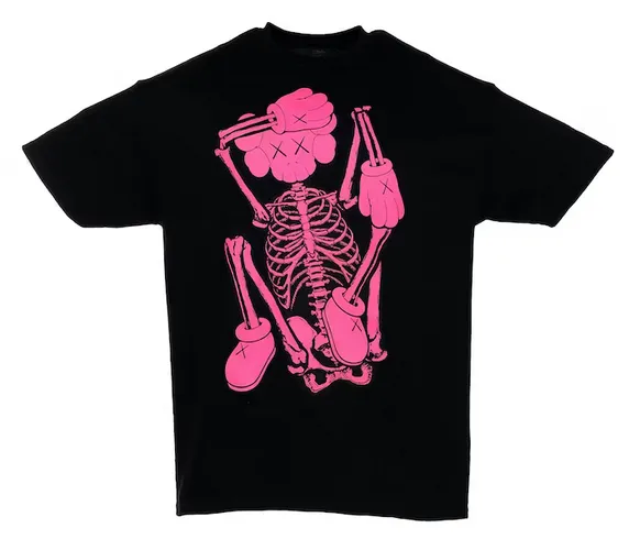 KAWS SKELETON NEW FICTION T-shirt Pink