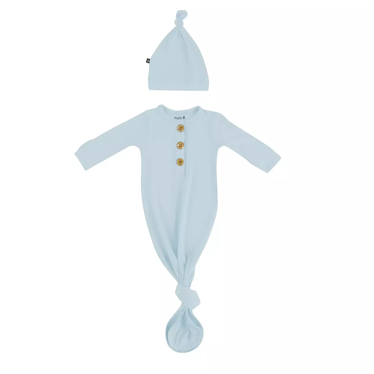 Kyte Baby - Knotted Gown with Hat Set in Fog