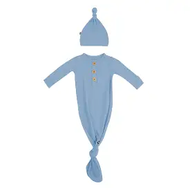 Kyte Baby - Knotted Gown with Hat Set in Slate