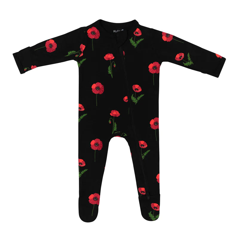 Kyte Baby - Zipper Footie - Midnight Poppies