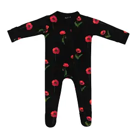 Kyte Baby - Zipper Footie - Midnight Poppies