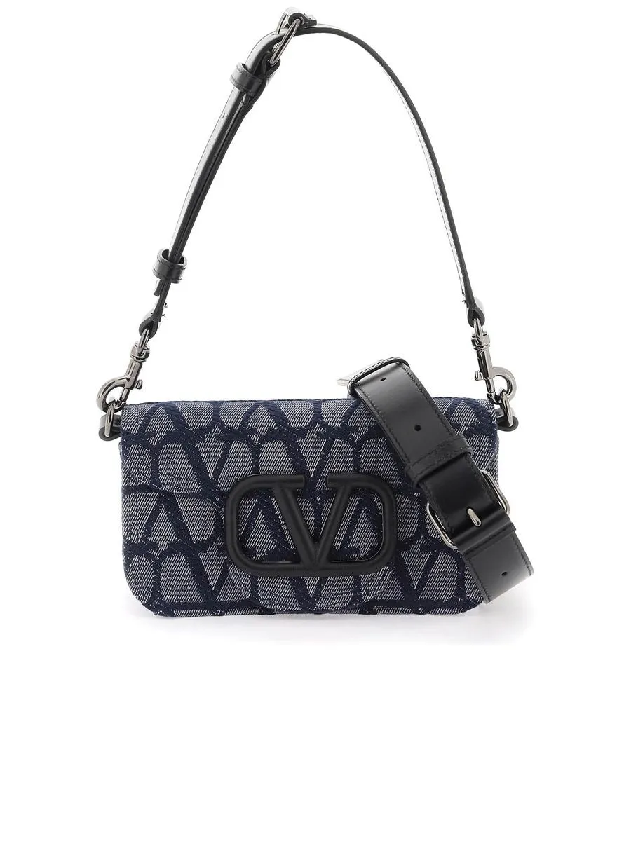 Mini Toile Iconographe Loco Shoulder Bag in Denim-Effect Jacquard Fabric