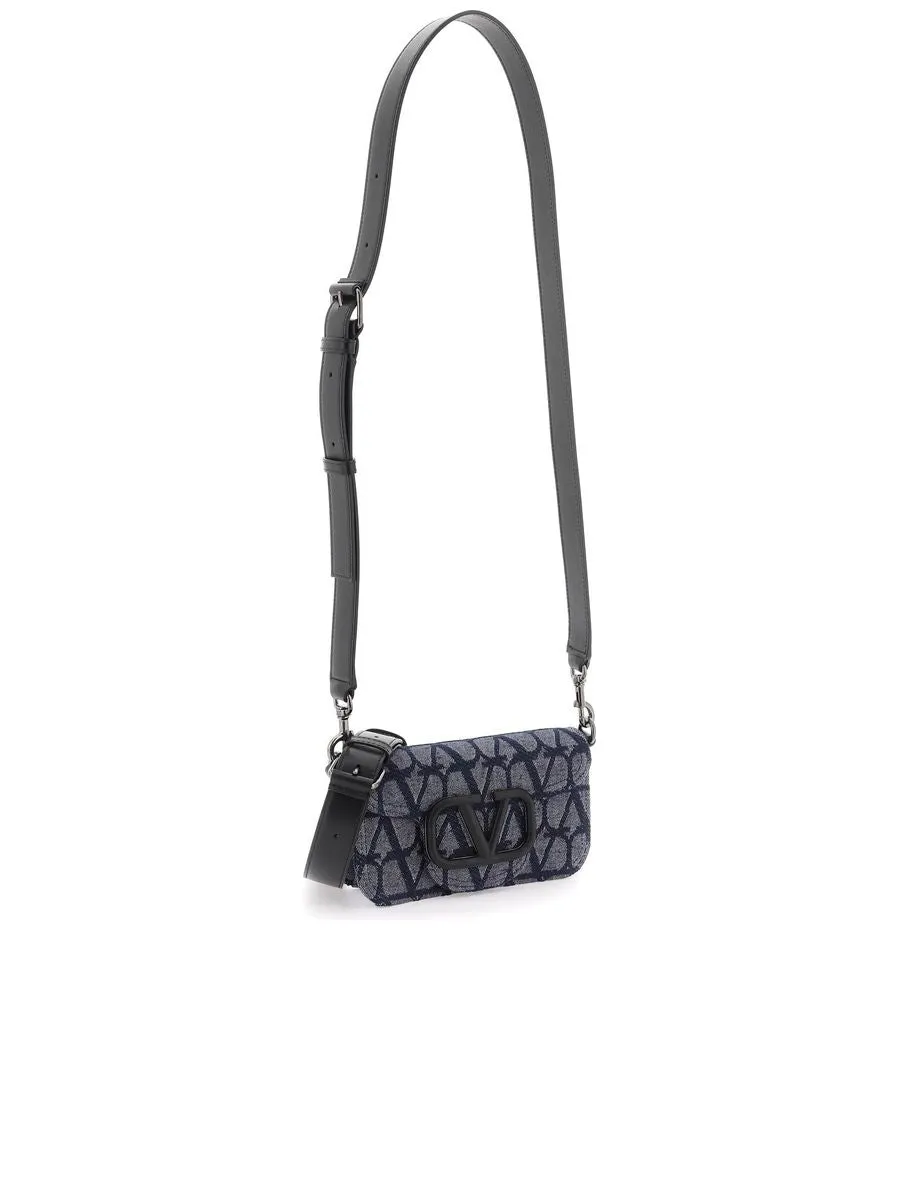 Mini Toile Iconographe Loco Shoulder Bag in Denim-Effect Jacquard Fabric