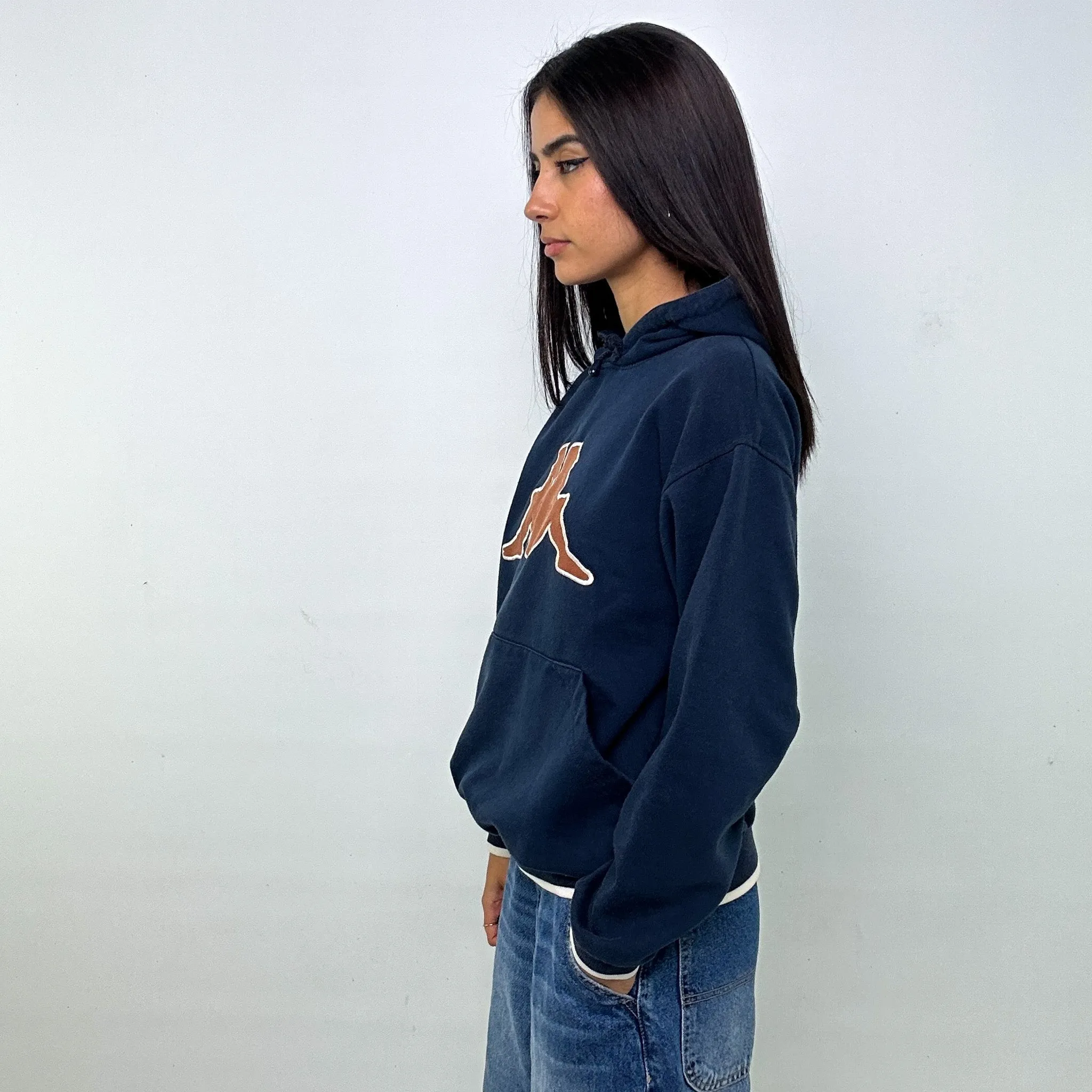 Navy Blue 90s Kappa Spellout Hoodie Sweatshirt (M)