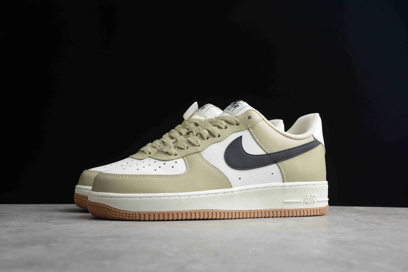 Nike Air Force 1 07 Low Khaki Black White Shoes DH5969-633