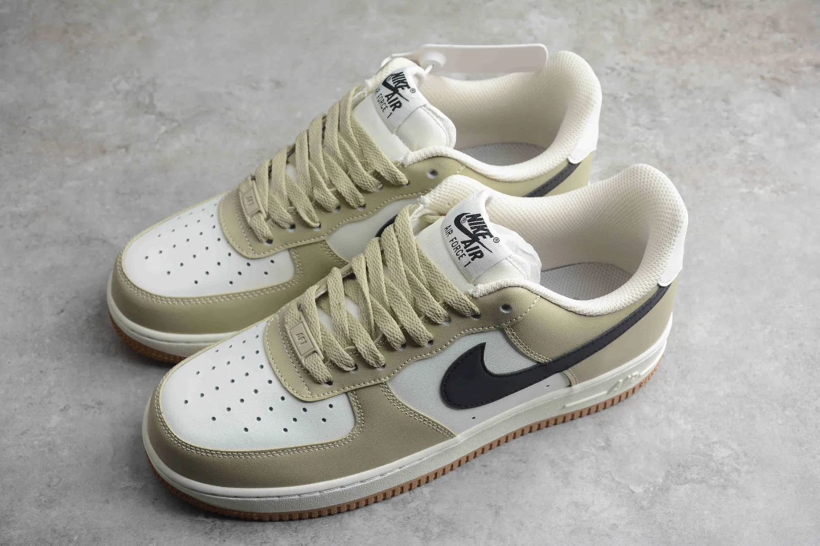 Nike Air Force 1 07 Low Khaki Black White Shoes DH5969-633