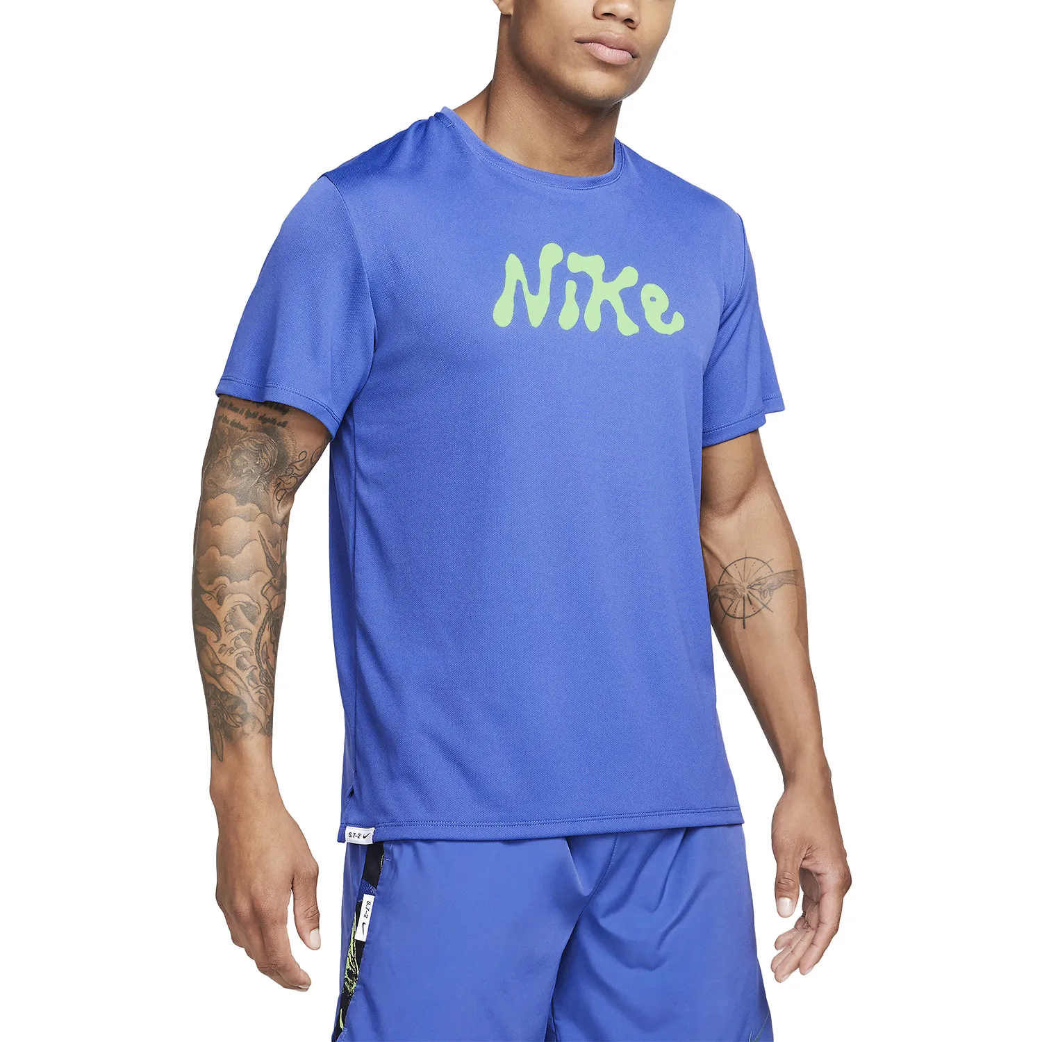 Nike Dri-FIT UV Miler Studio 72 Maglietta  Diffused Blue/Lime Blast