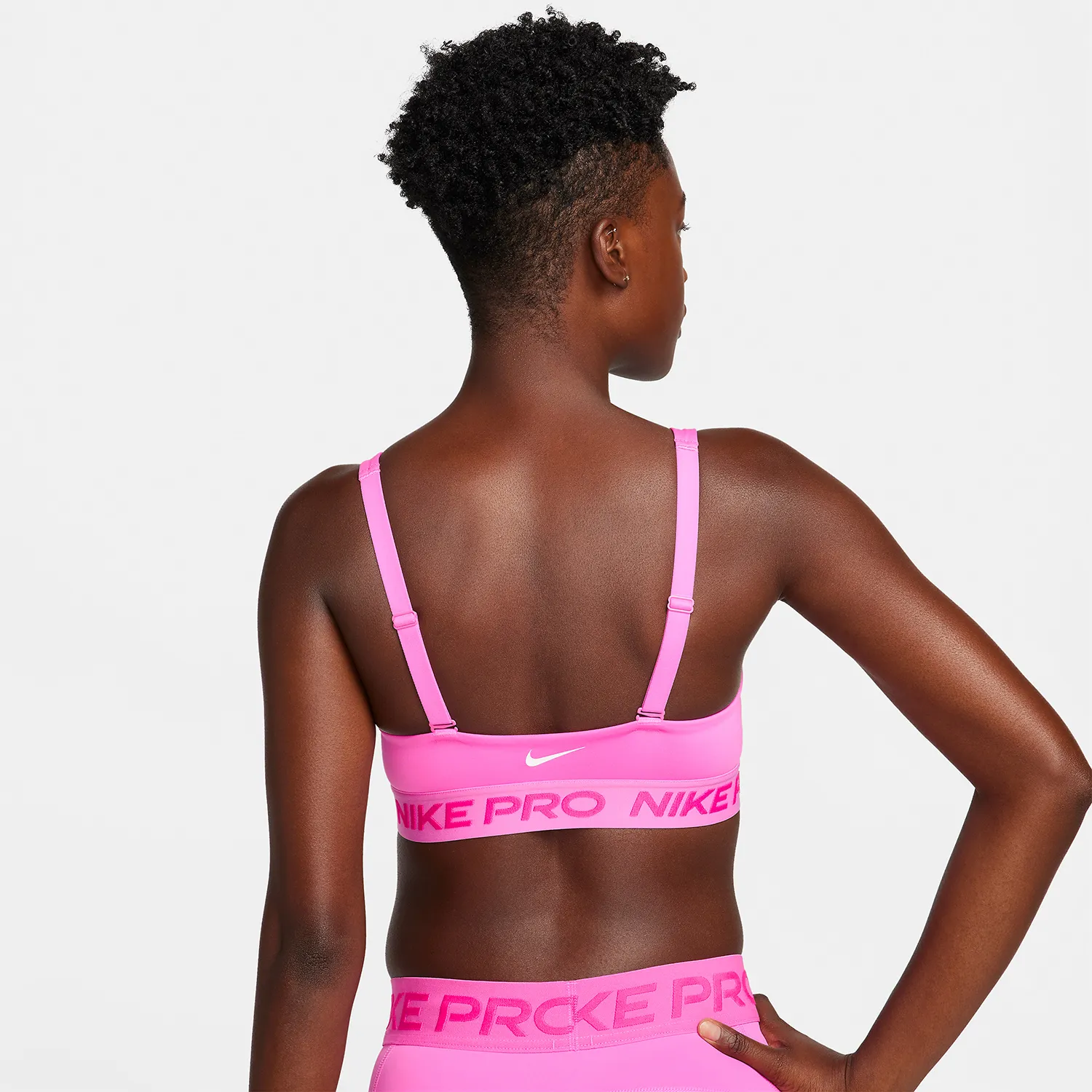 Nike Pro Indy Plunge Reggiseno Sportivo  Playful Pink/Alchemy Pink/White