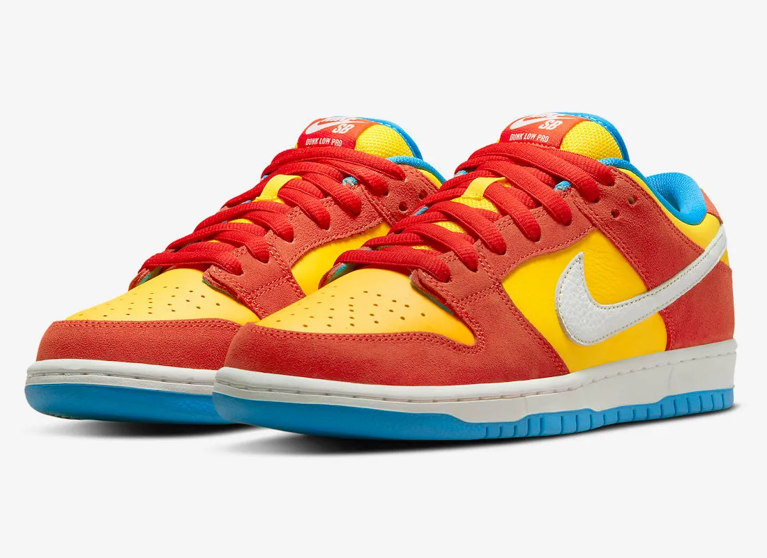 Nike SB Dunk Low Bart Simpson Habanero Red White Blue Hero BQ6817-602