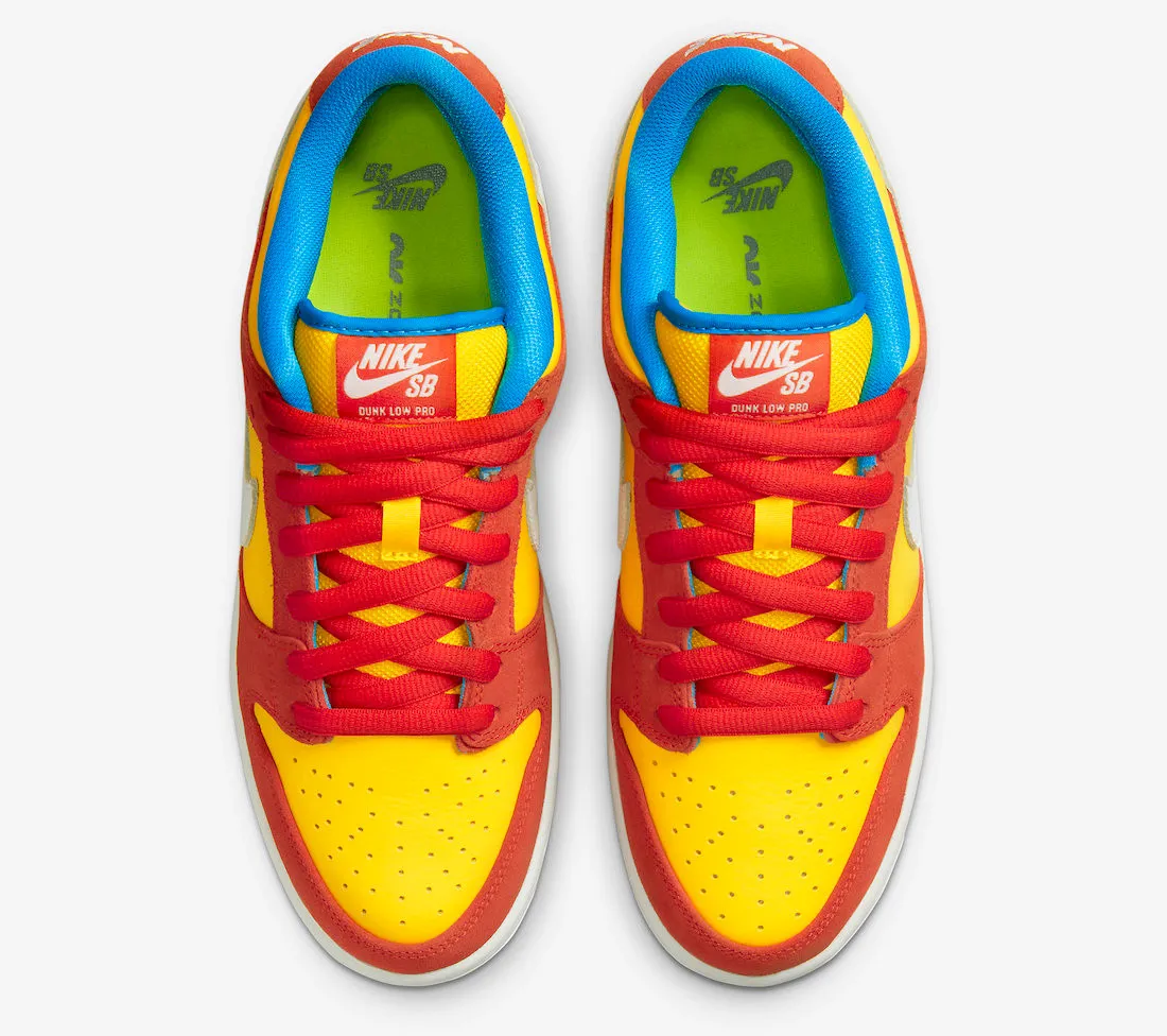 Nike SB Dunk Low Bart Simpson Habanero Red White Blue Hero BQ6817-602