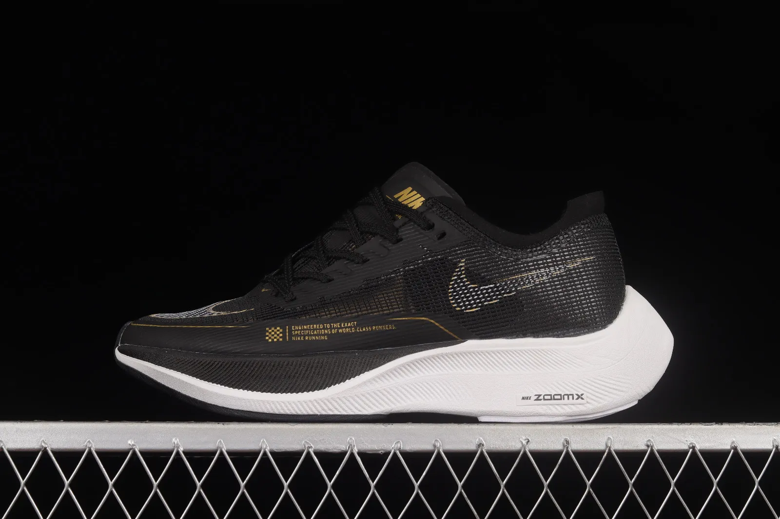 Nike ZoomX Vaporfly Next% 2 Black White Metallic Gold CU4111-007