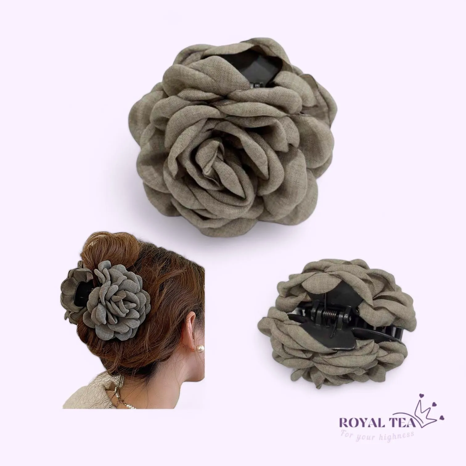 ROYALTEA TRIX Floral Fabric Big Hair Claw