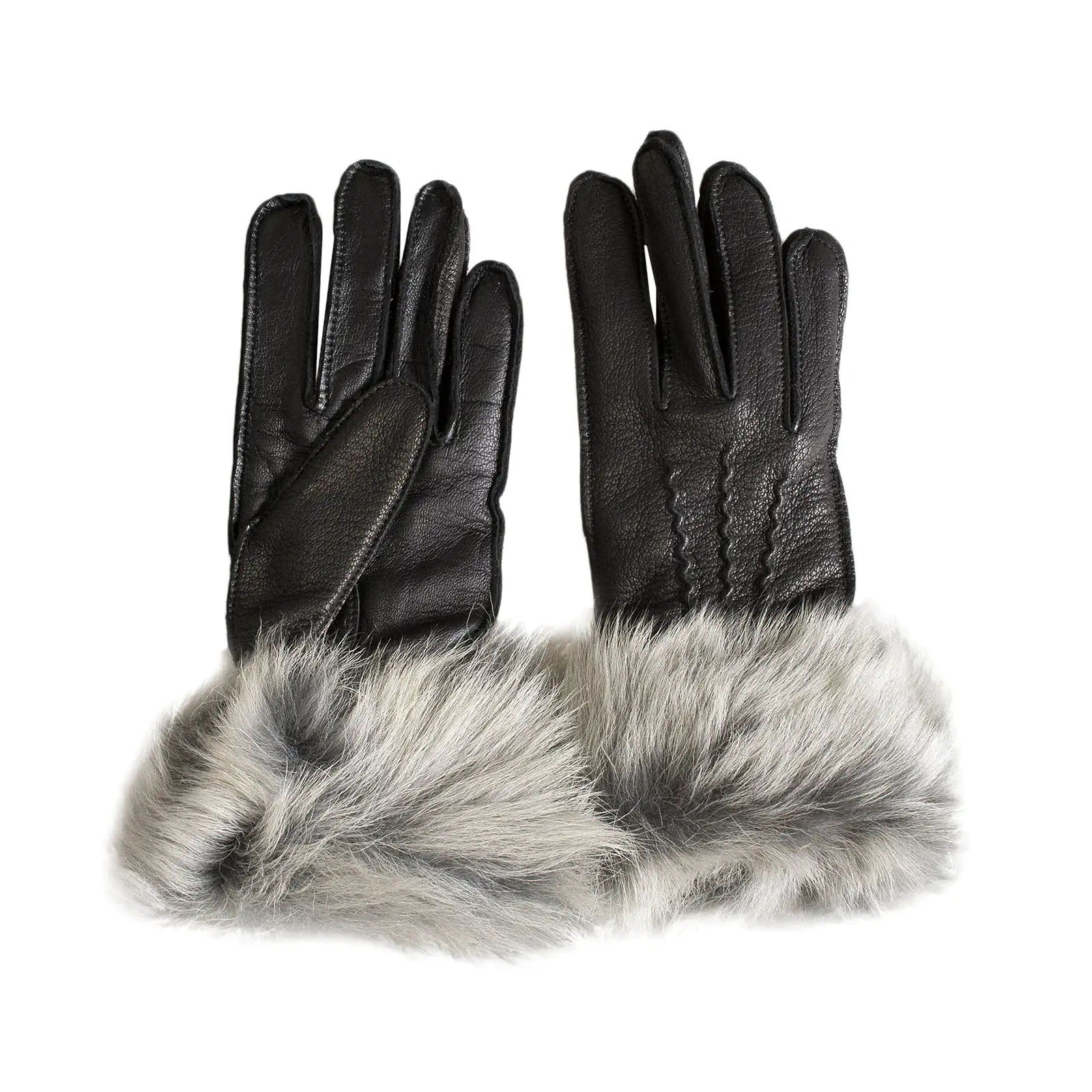 UGG 3 Point Toscana Leather Black Gloves - Women's