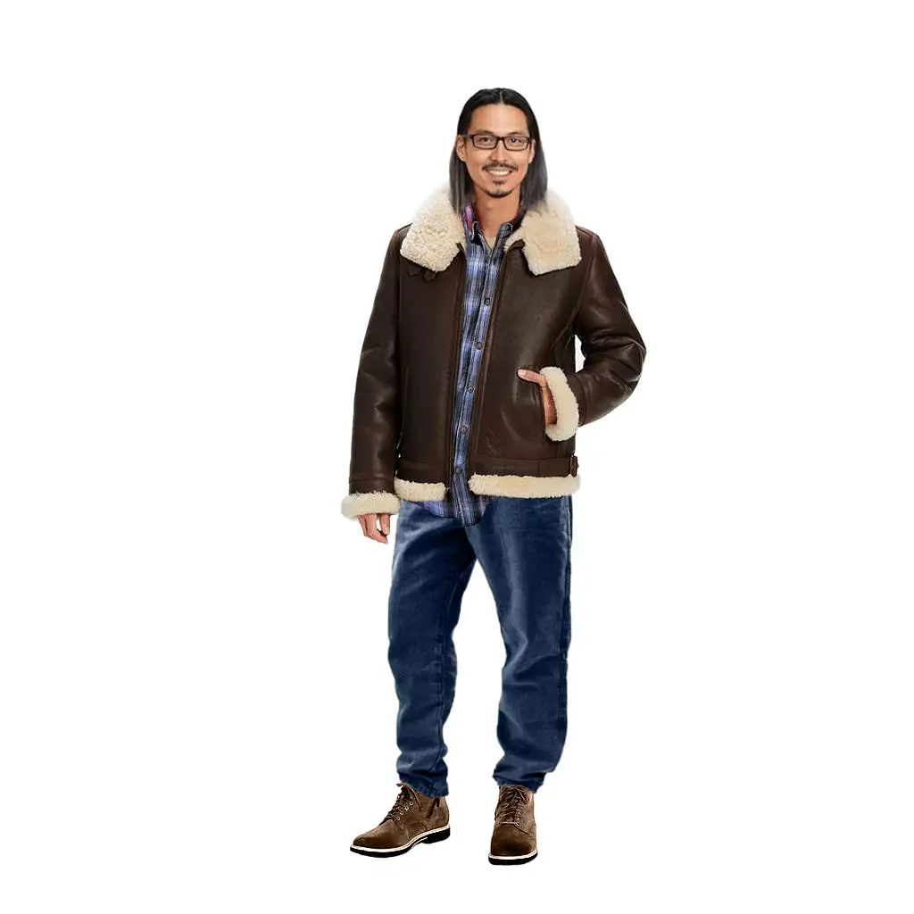 UGG Auden Shearling Aviator Chestnut Jacket - Men's