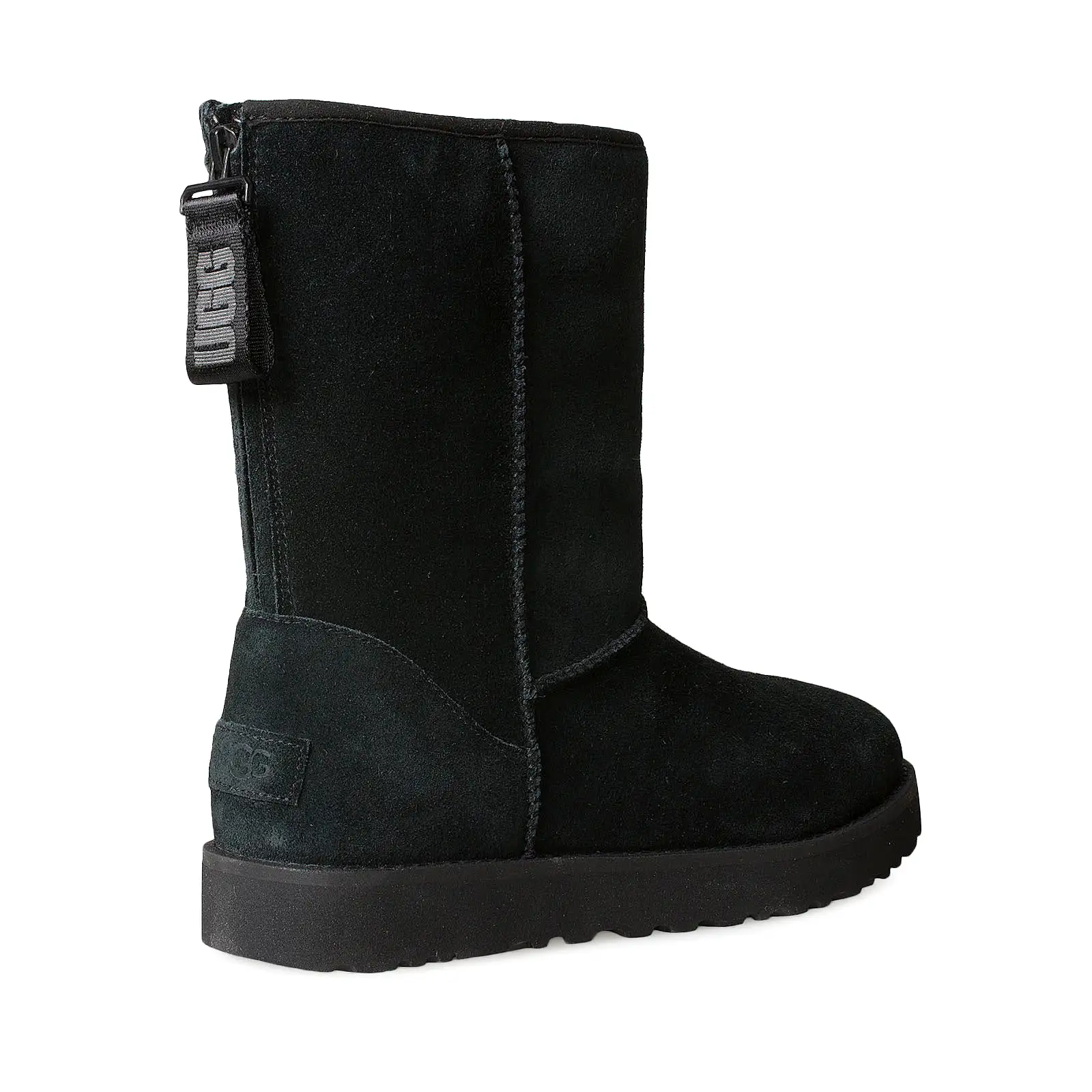 UGG Classic Short Logo Zip Black Boots - Women's