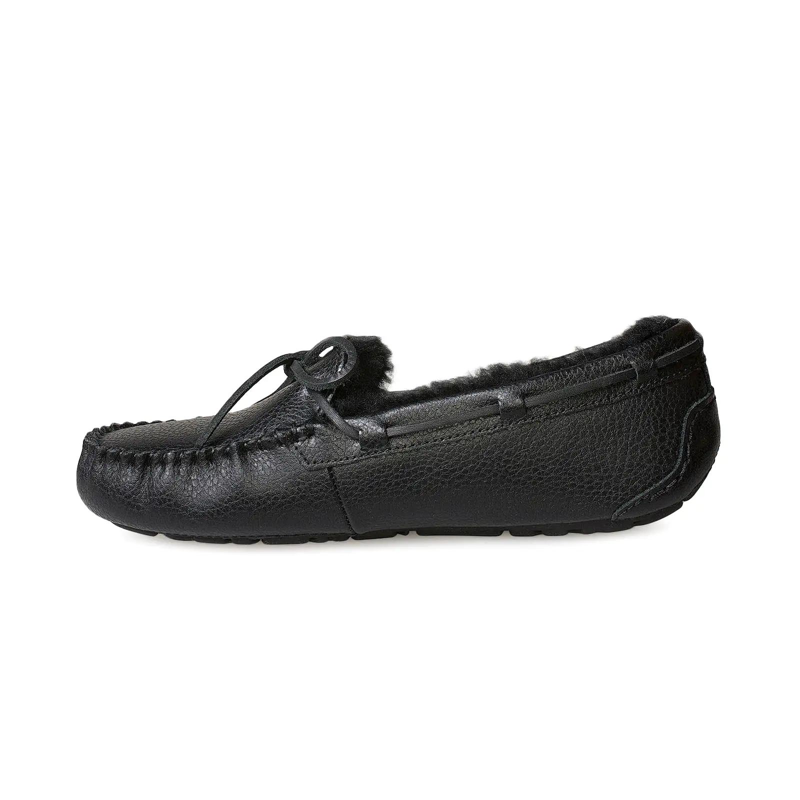 UGG Dakota Pebbled Leather Black Slippers - Women's