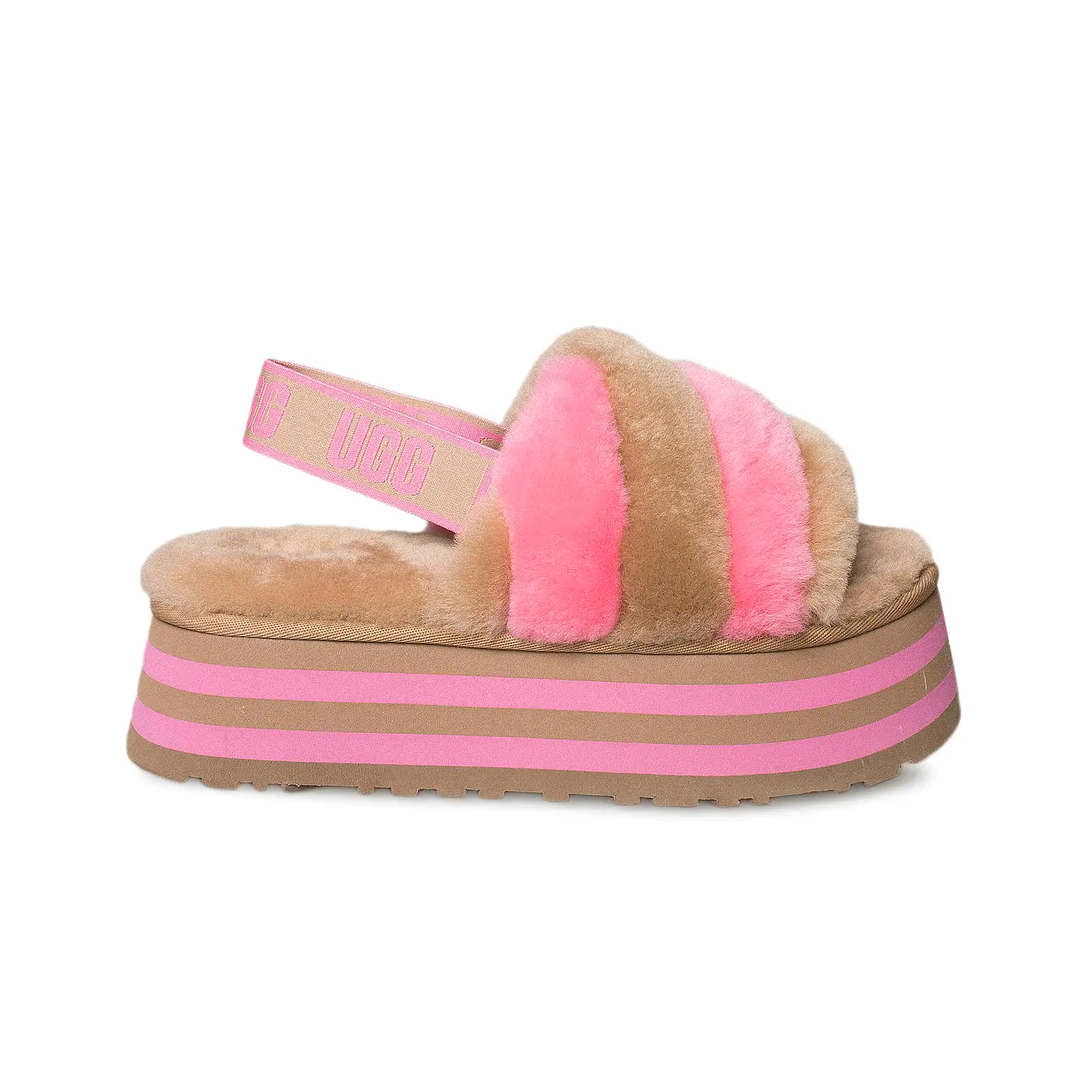 UGG Disco Slide Chestnut Pink Rose Combo Slippers - Women's