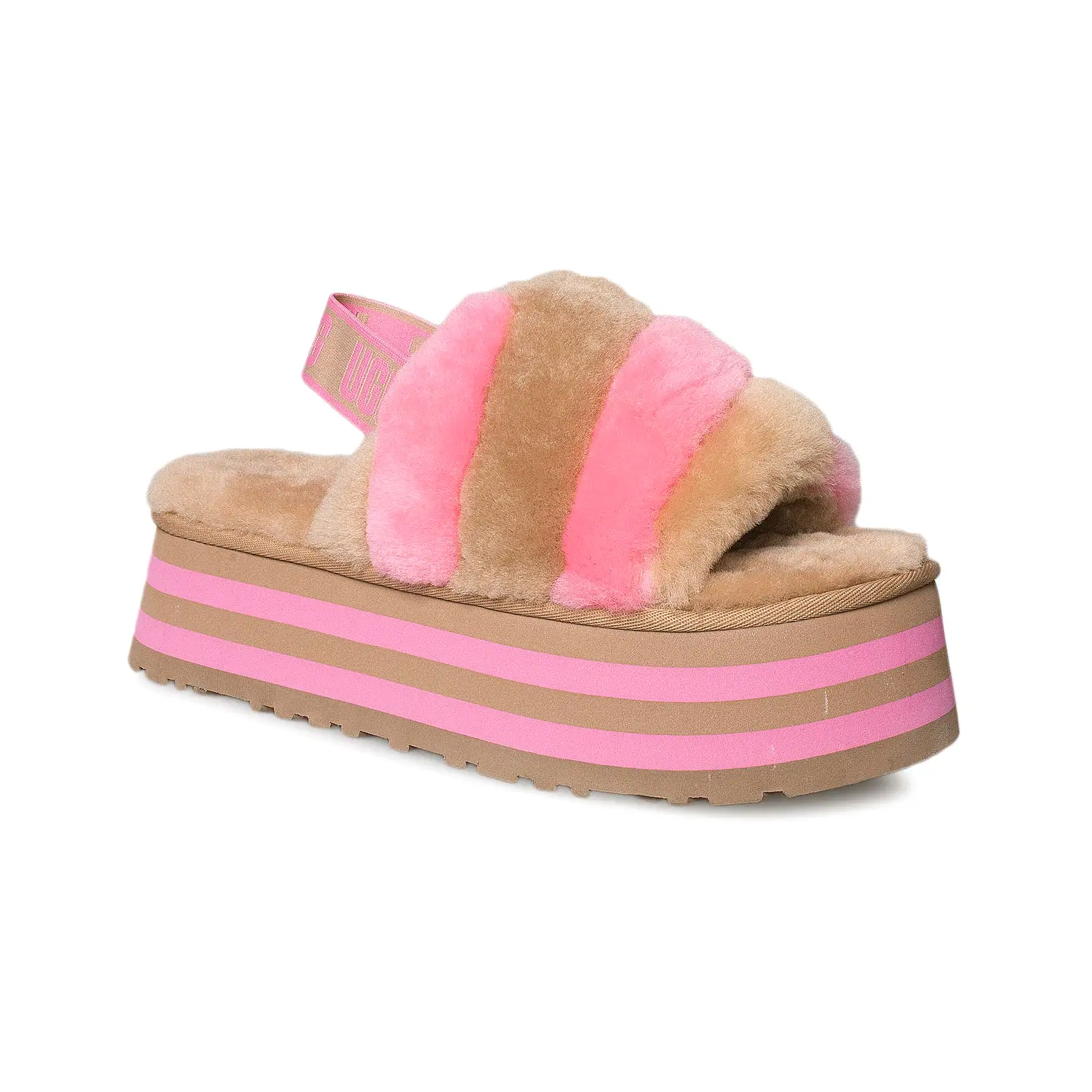 UGG Disco Slide Chestnut Pink Rose Combo Slippers - Women's