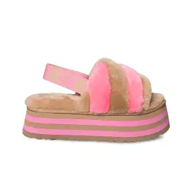 UGG Disco Slide Chestnut Pink Rose Combo Slippers - Women's