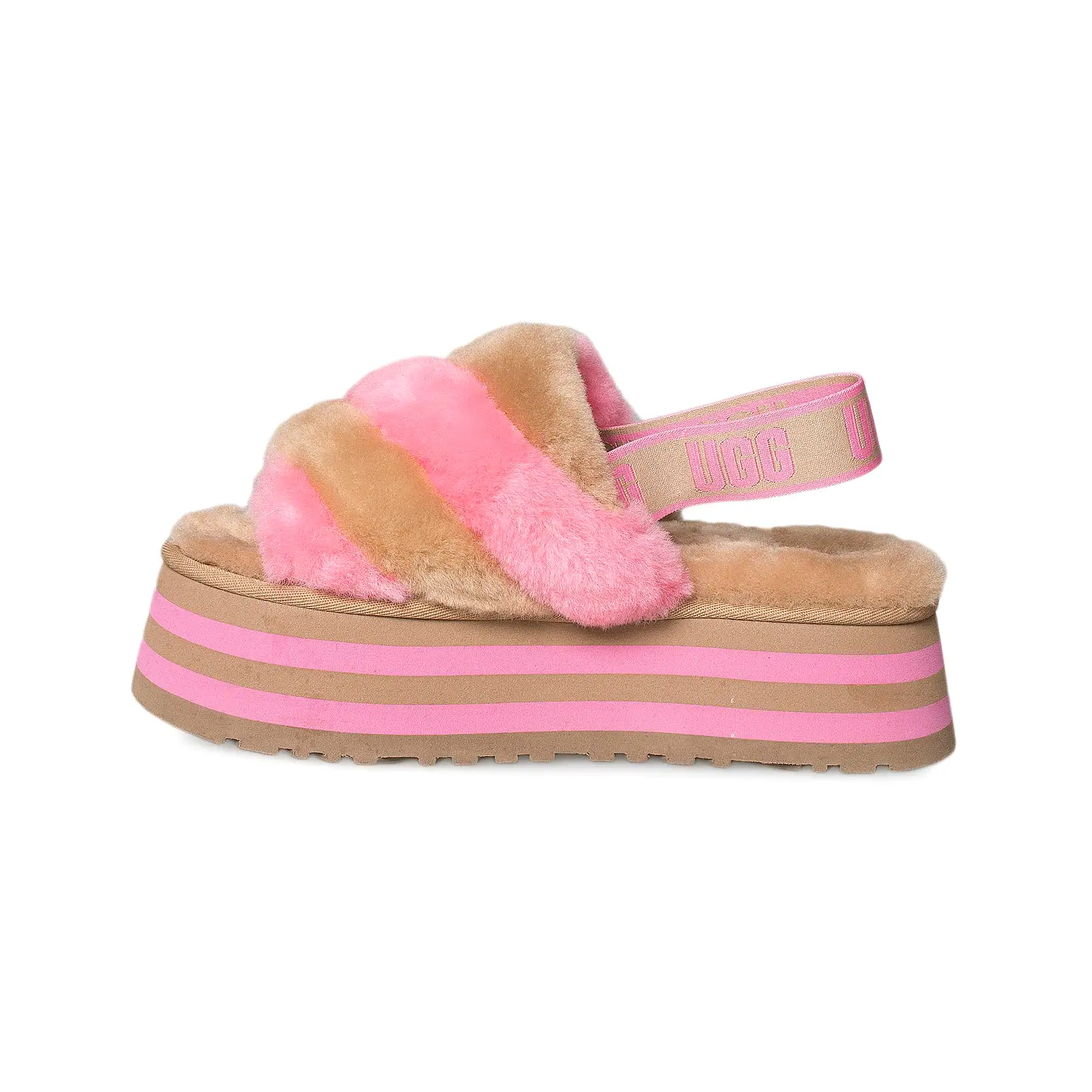 UGG Disco Slide Chestnut Pink Rose Combo Slippers - Women's