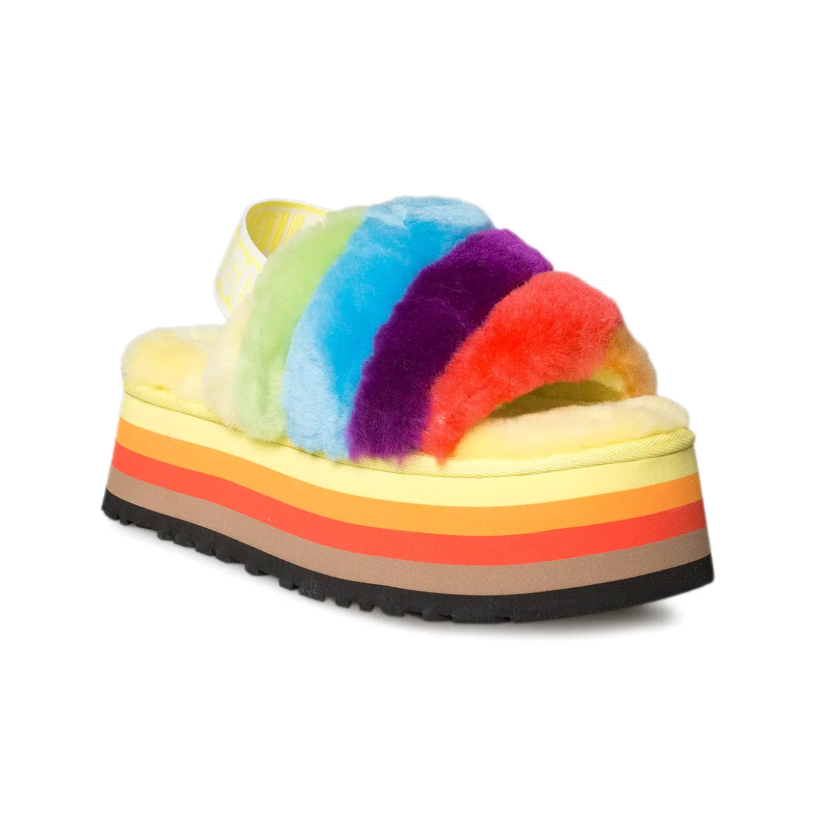 UGG Disco Stripe Slide Pride Rainbow Combo Slippers - Women's