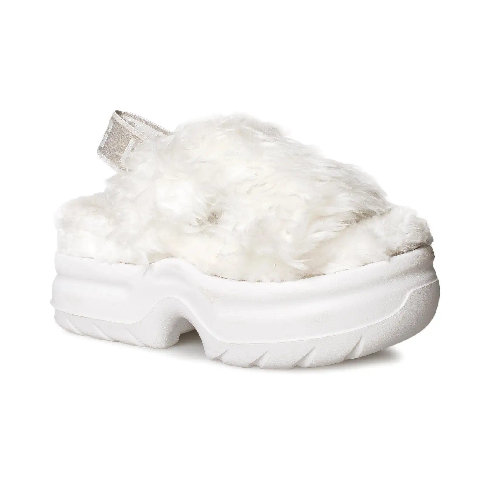 UGG Fluff Sugar Platform White Sandals - Women's