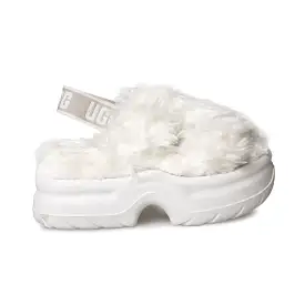 UGG Fluff Sugar Platform White Sandals - Women's