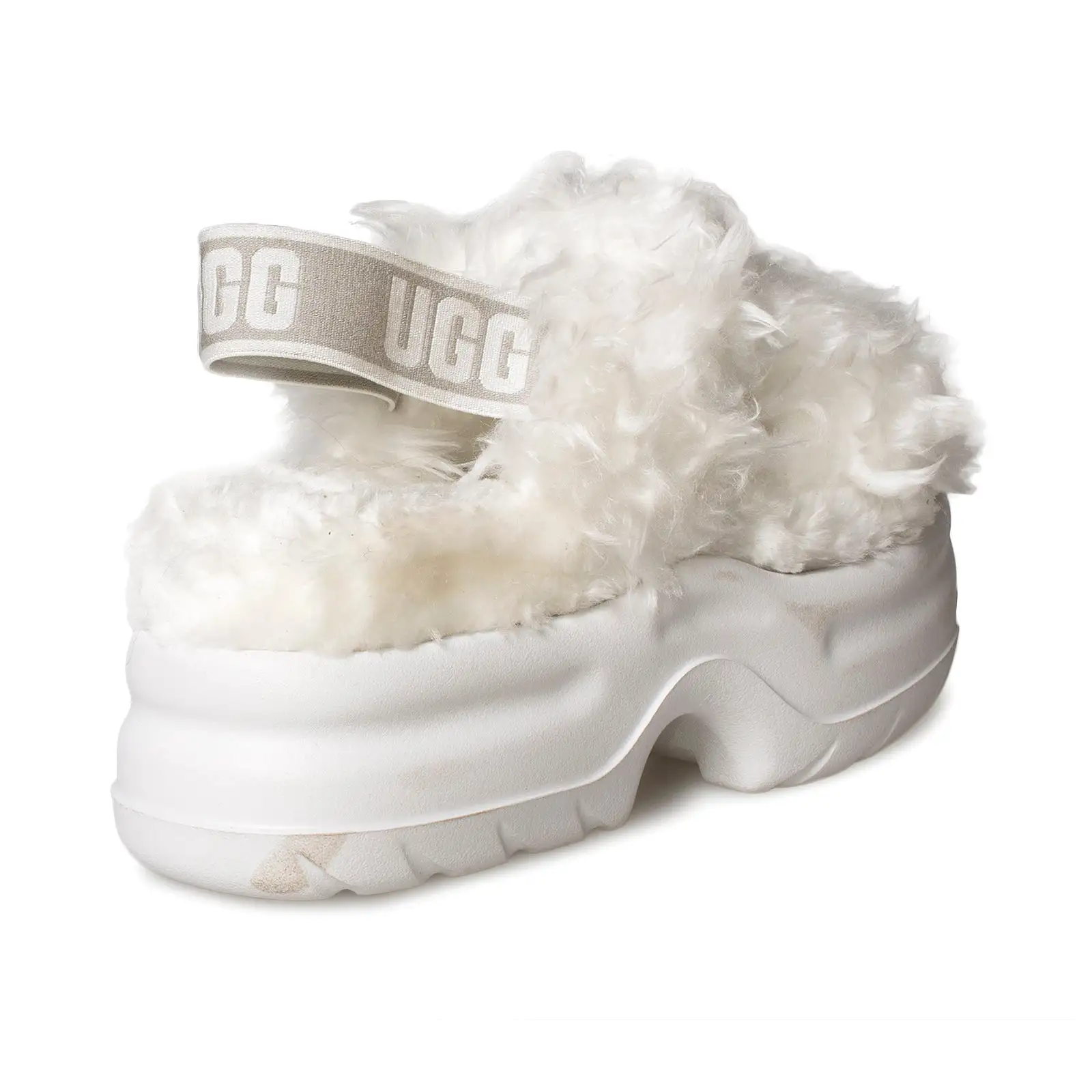 UGG Fluff Sugar Platform White Sandals - Women's