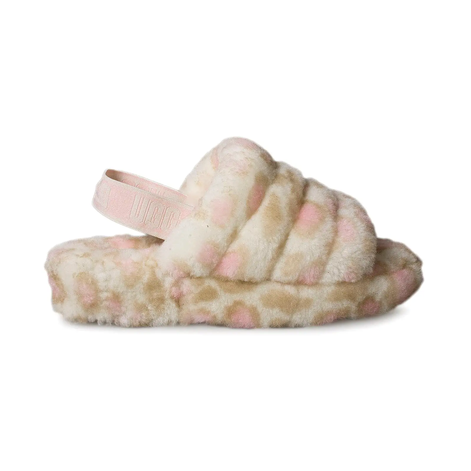 UGG Fluff Yeah Slide Panther Print White Sandals - Women's