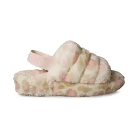 UGG Fluff Yeah Slide Panther Print White Sandals - Women's