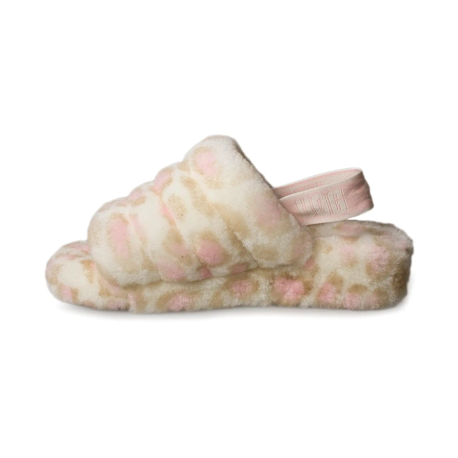 UGG Fluff Yeah Slide Panther Print White Sandals - Women's